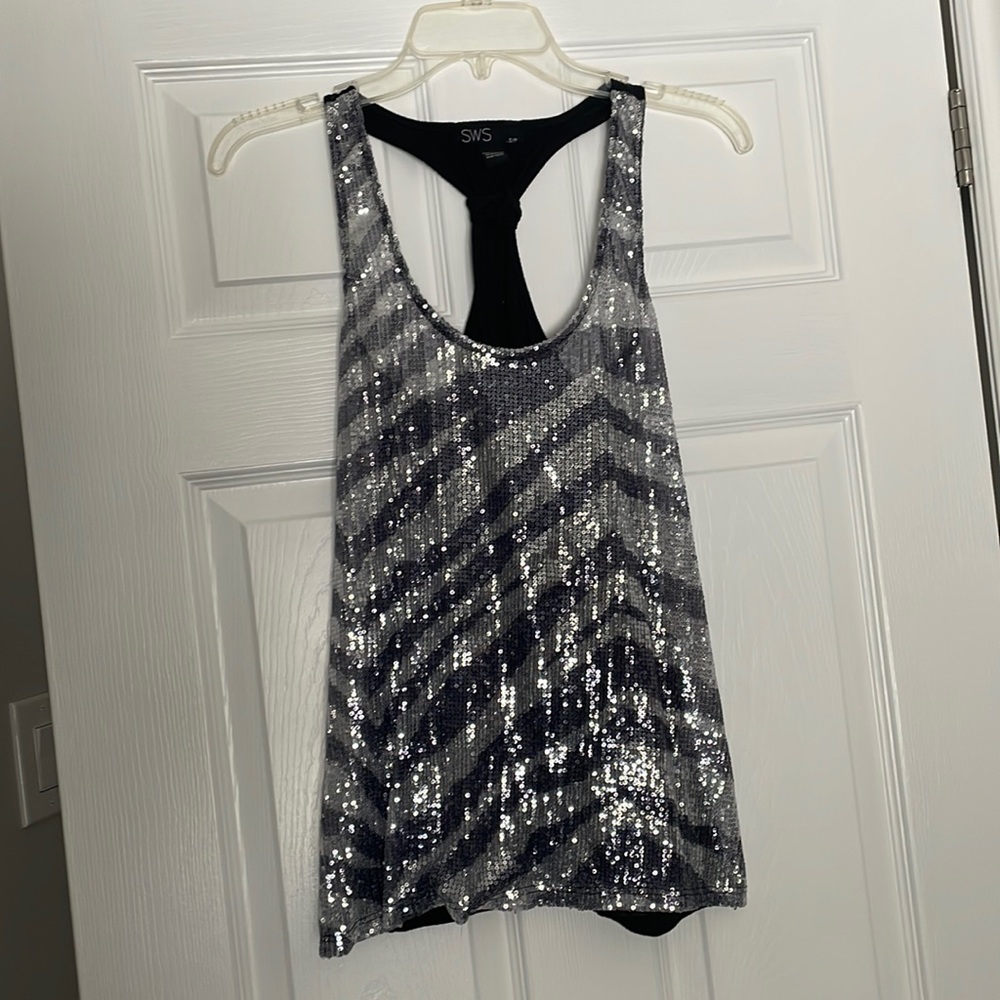 Sequin zebra print shirt